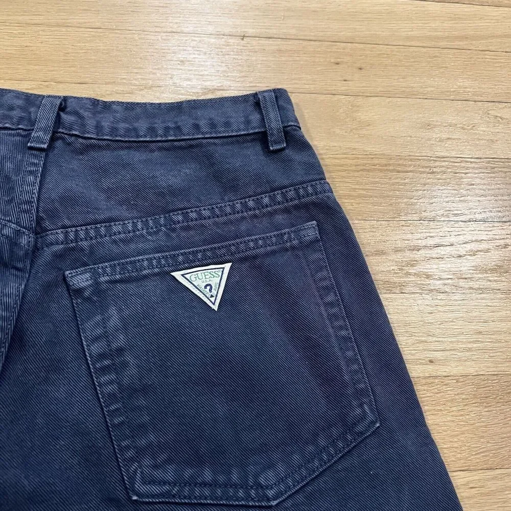 Vintage 90s Guess Jeans Women 30x34 Navy Streetwear Double Button Denim USA Made